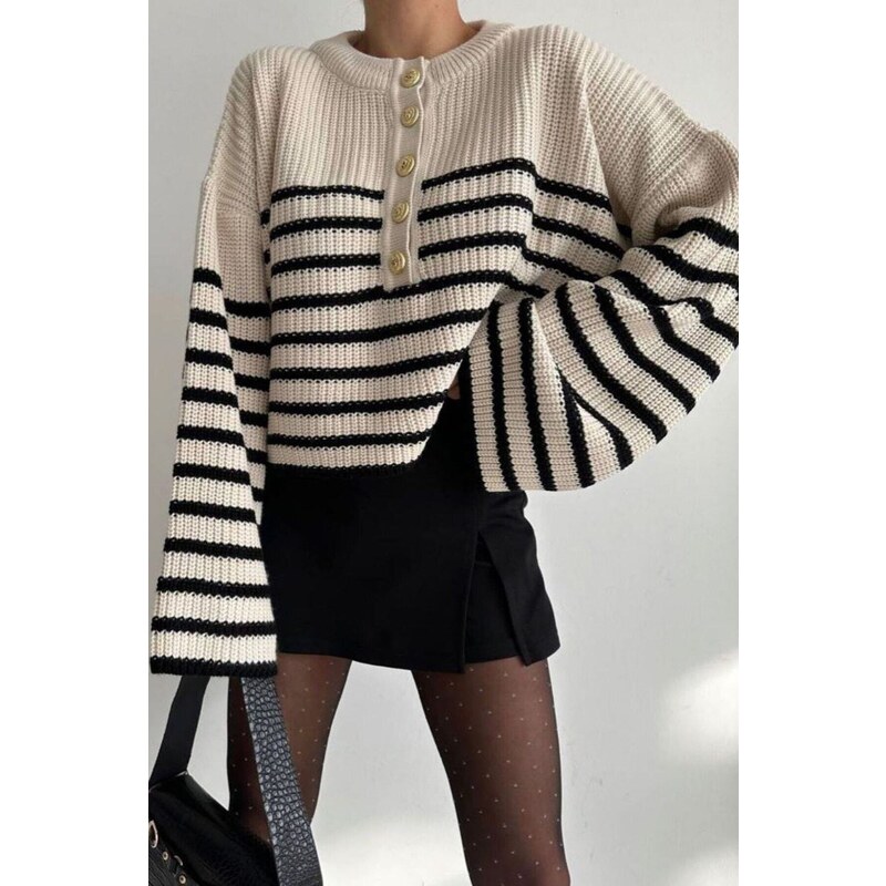 Madmext Beige Crew Neck Women's Knitwear Sweater