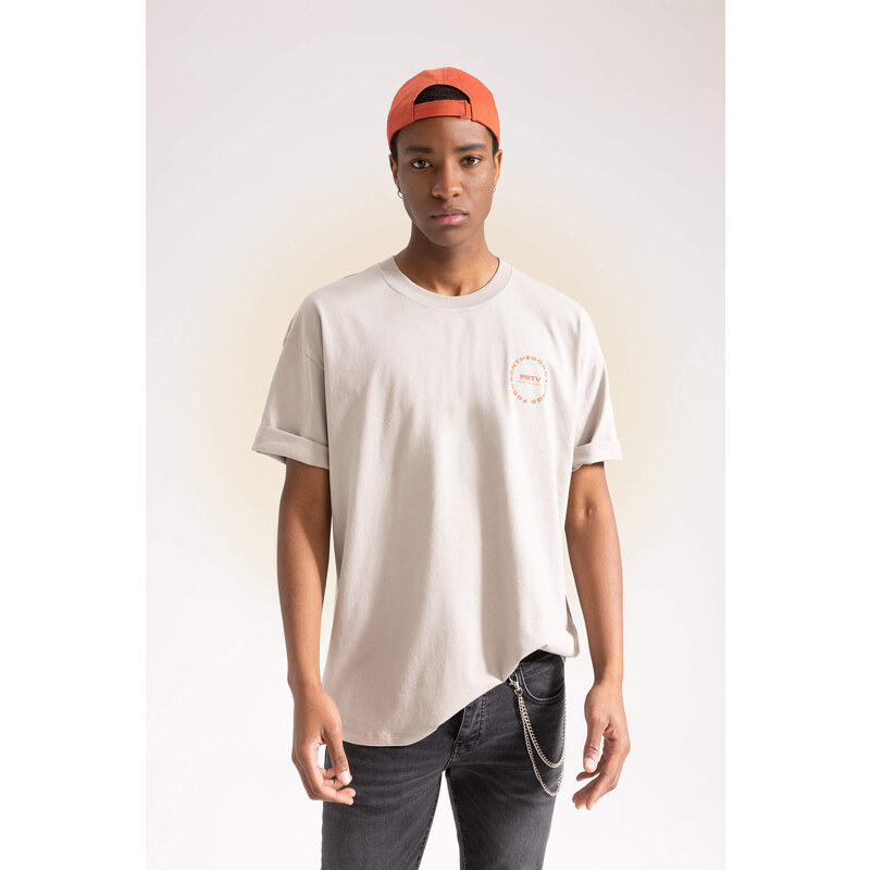 DEFACTO Oversize Fit Crew Neck Printed T-Shirt