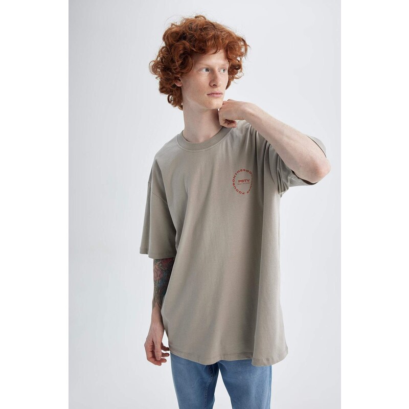 DEFACTO Oversize Fit Crew Neck Printed T-Shirt