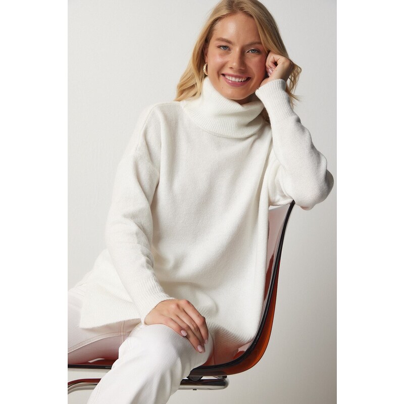 Happiness İstanbul Women's Bone Turtleneck Knitwear Sweater