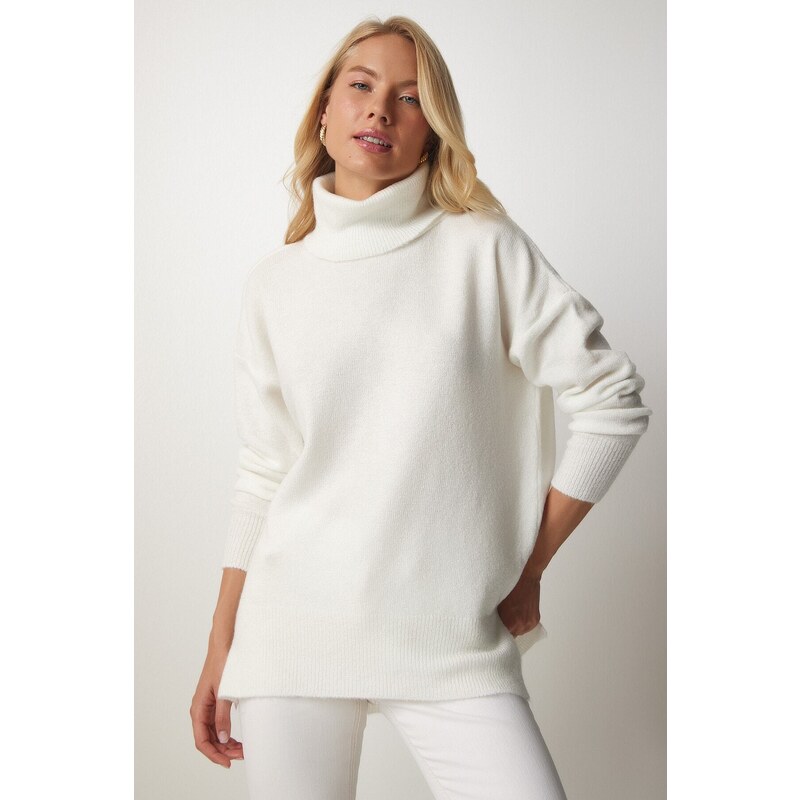 Happiness İstanbul Women's Bone Turtleneck Knitwear Sweater