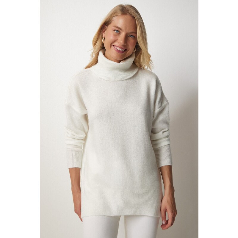 Happiness İstanbul Women's Bone Turtleneck Knitwear Sweater