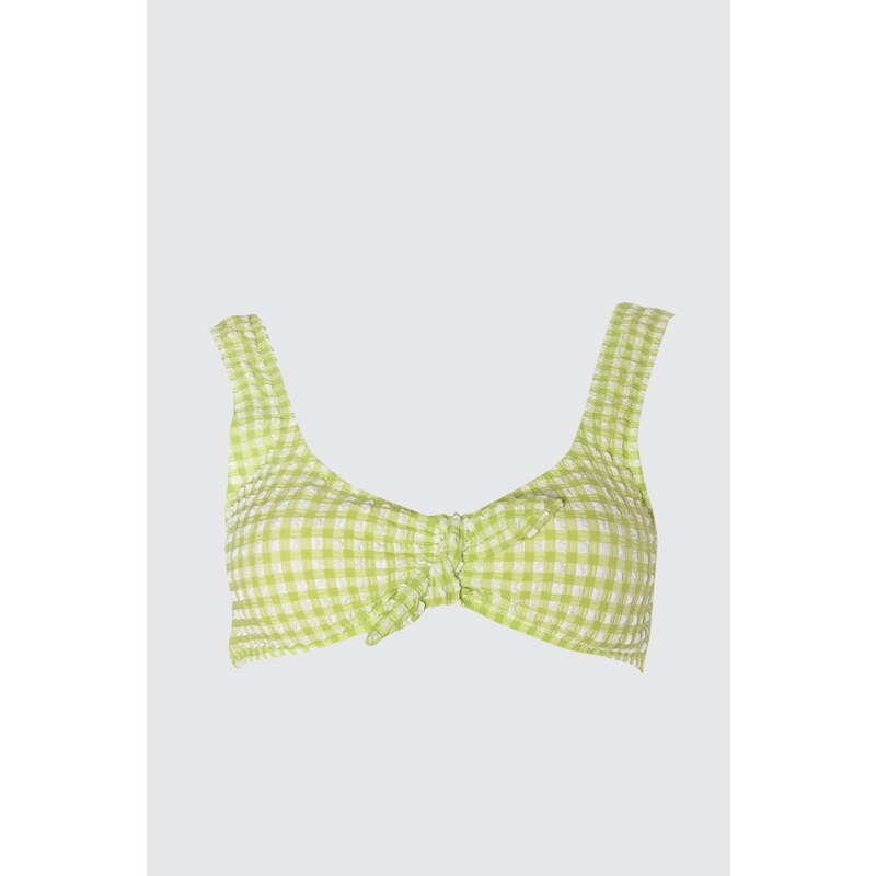 Trendyol Green Textured Tie Detailed Bikini Top