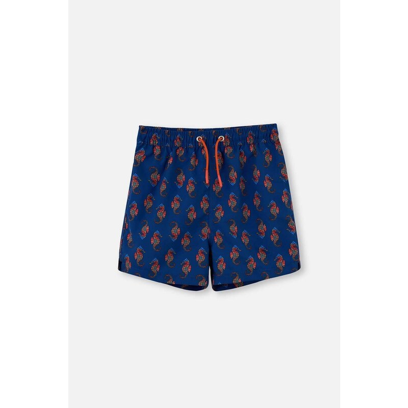 Dagi Navy Blue Sea Horse Patterned Short Shorts