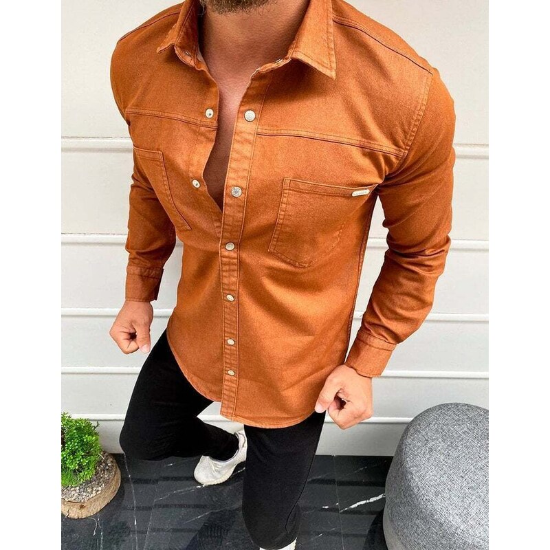 DStreet Men's long-sleeved shirt in copper