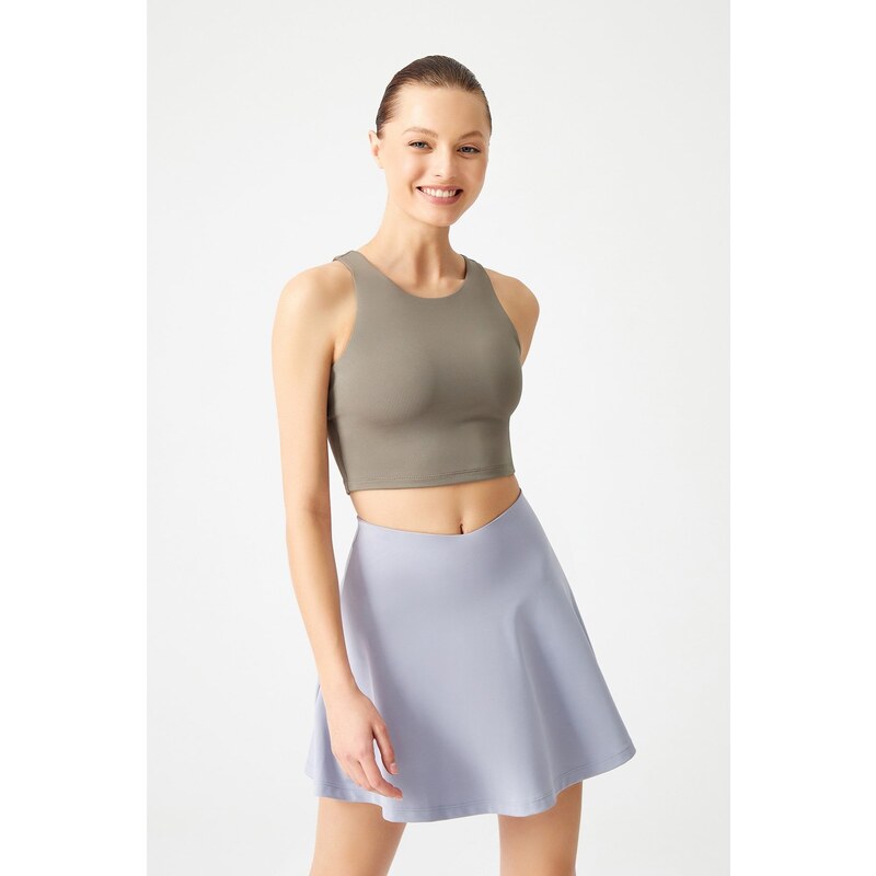 LOS OJOS Khaki Barbell Neckline Bra T-shirt