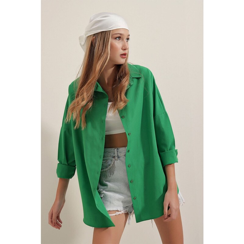 Bigdart 3900 Oversize Basic Long Shirt - Green