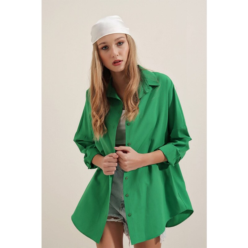 Bigdart 3900 Oversize Basic Long Shirt - Green