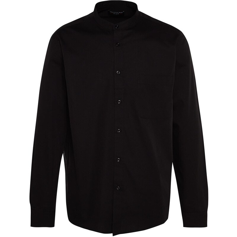 Trendyol Limited Edition Black Men's Regular Fit Large Collar Shirt