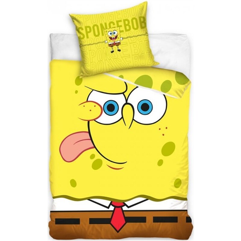 Carbotex Bavlněné ložní povlečení SpongeBob - motiv Emoji - 100% bavlna Renforcé - 70 x 90 cm + 140 x 200 cm
