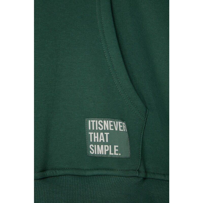 Trendyol Green Plus Size Basic Comfortable Hooded Labeled Fleece Cotton Sweatshirt