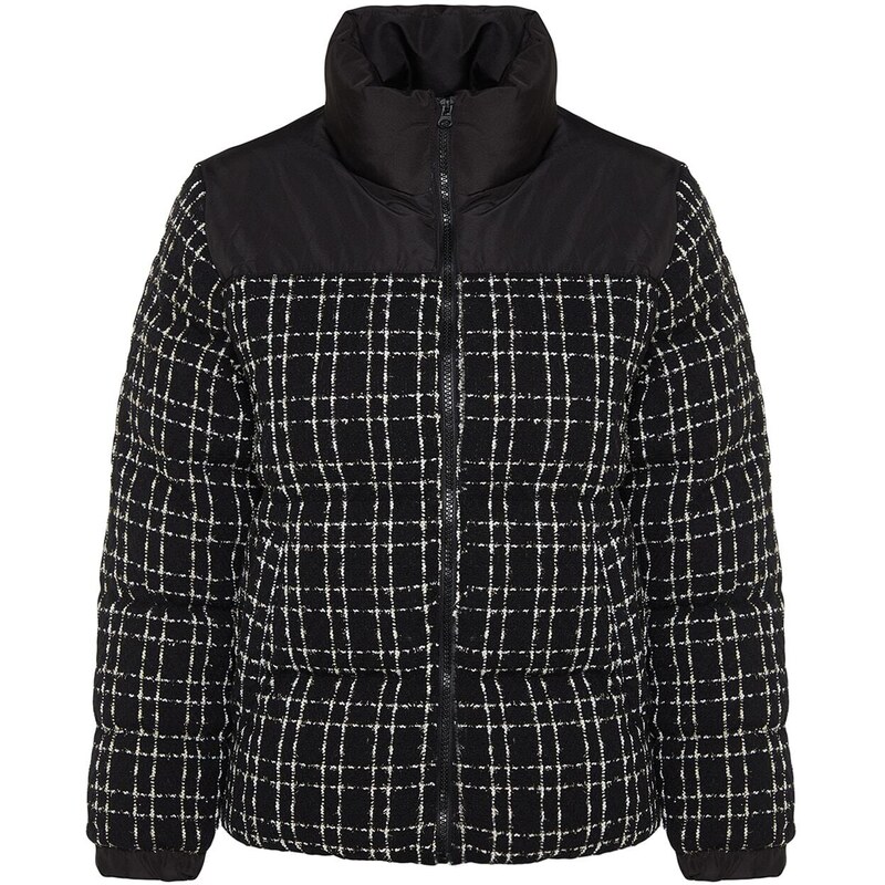 Trendyol Black Premium Oversize Tweed Puffy Coat