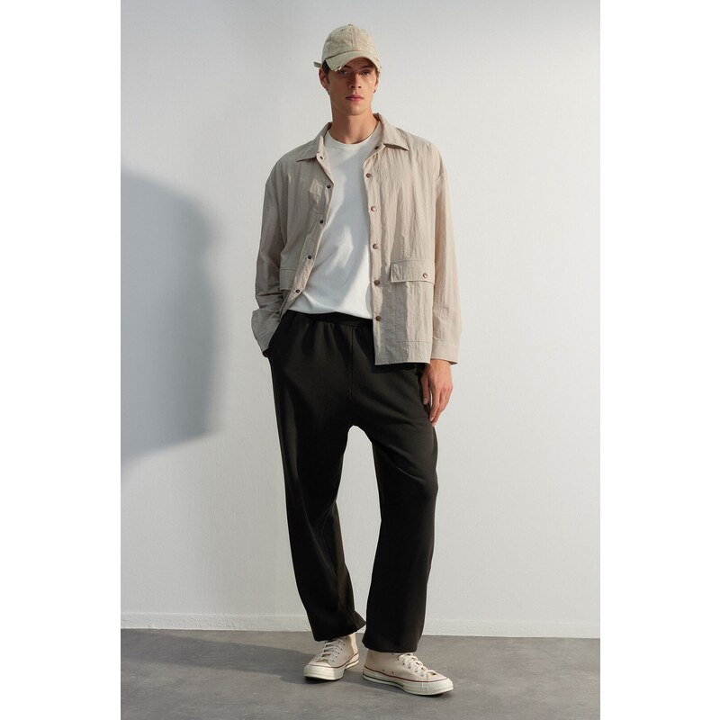 Trendyol Limited Edition Anthracite Oversize/Wide Pale Effect 100% Cotton Sweatpants