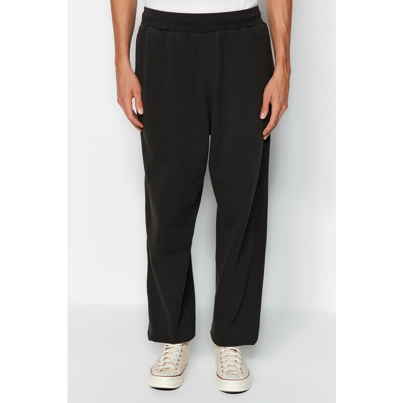 Trendyol Limited Edition Anthracite Oversize/Wide Pale Effect 100% Cotton Sweatpants