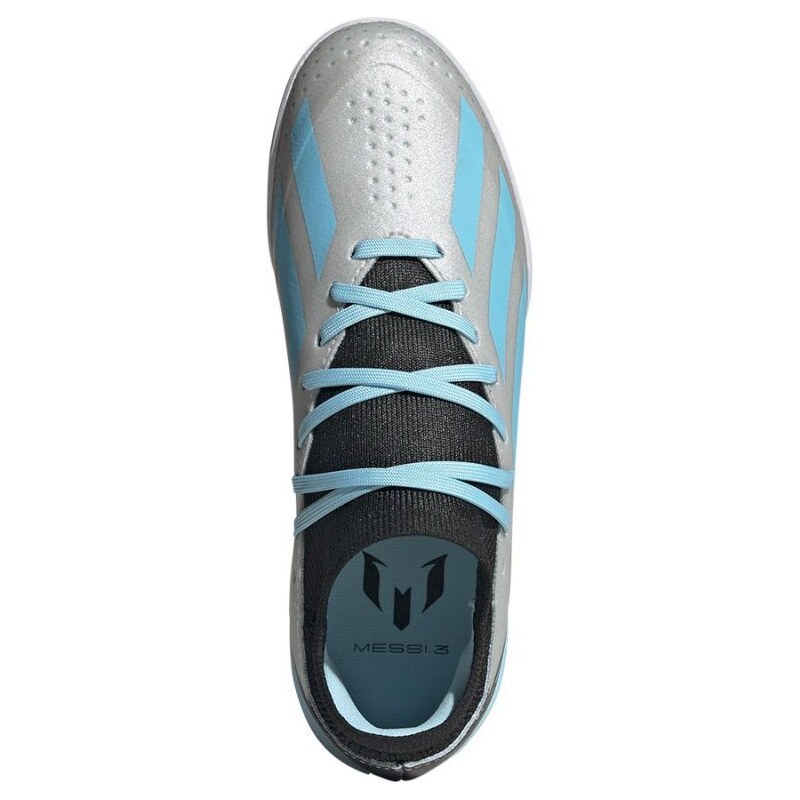 Dětské Unisex sálové kopačky Adidas X Crazyfast Messi 3 IN stříbrné velikost 36