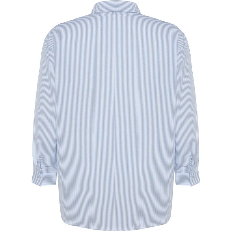 Trendyol Curve Blue Striped Poplin Shirt