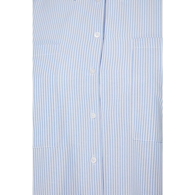 Trendyol Curve Blue Striped Poplin Shirt