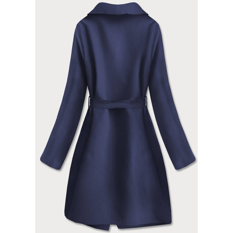 MADE IN ITALY Tmavě modrý dámský minimalistický kabát (747ART)
