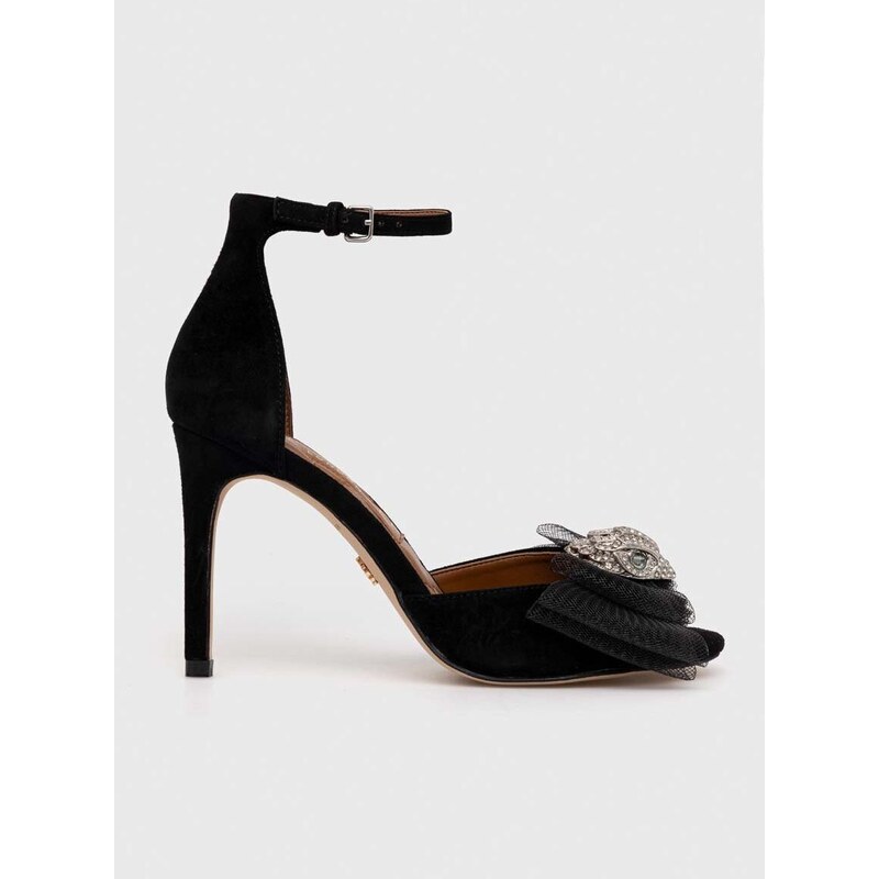 Semišové sandály Kurt Geiger London Kensington Bow Sandal černá barva, 9989100209