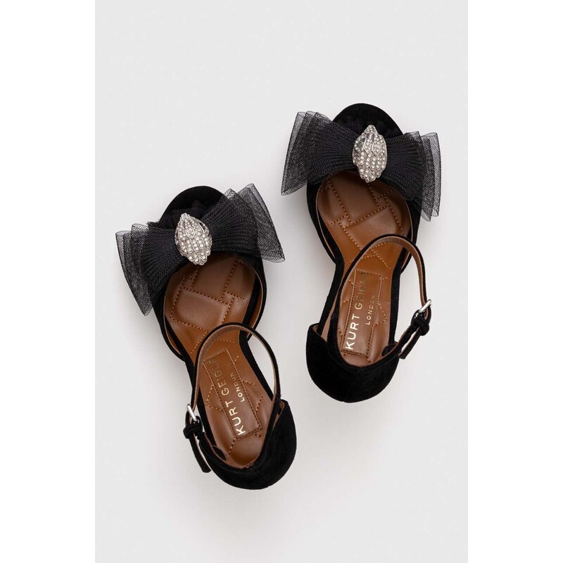 Semišové sandály Kurt Geiger London Kensington Bow Sandal černá barva, 9989100209