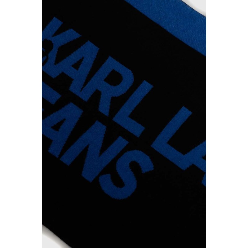 Šátek z vlněné směsi Karl Lagerfeld Jeans černá barva, vzorovaný