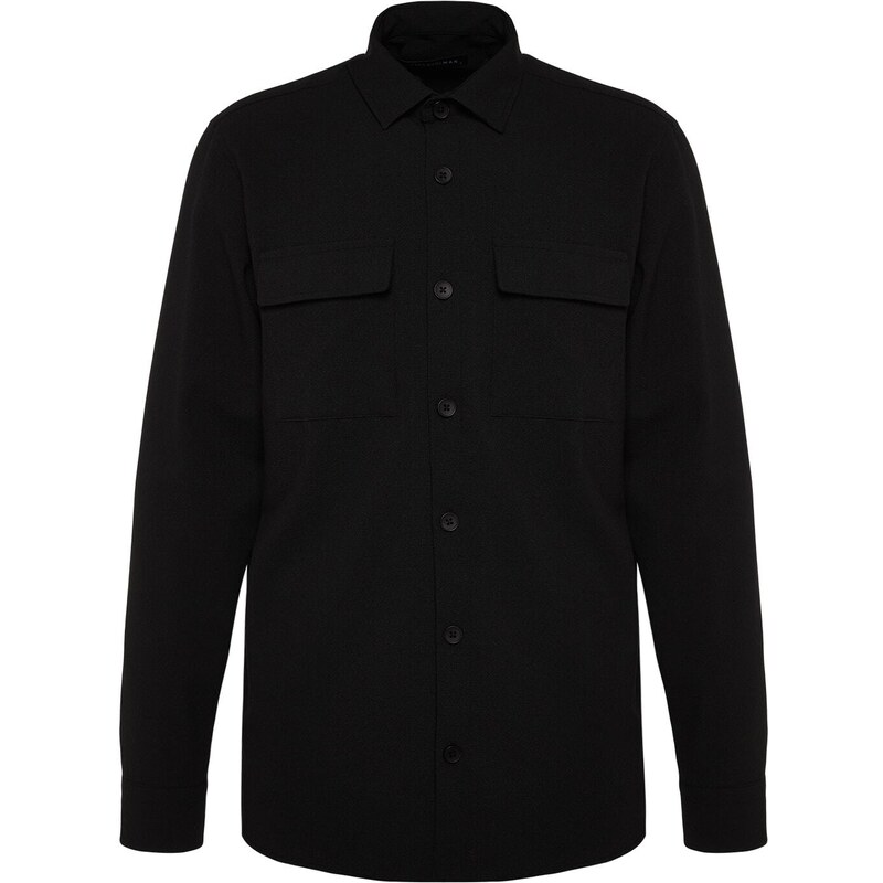 Trendyol Black Regular Fit Textured Double Pocket Shirt