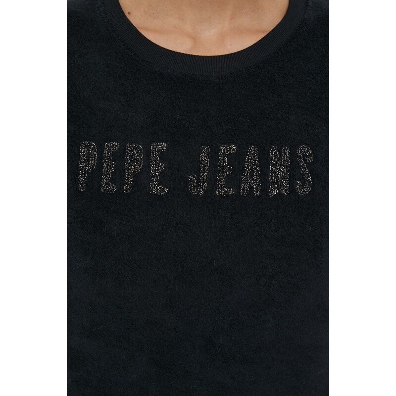 Mikina Pepe Jeans dámská, černá barva, s aplikací