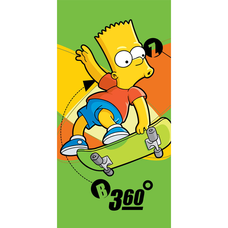 Jerry Fabrics Osuška Bart Simpson skate zelená bavlna-froté 75/150 cm