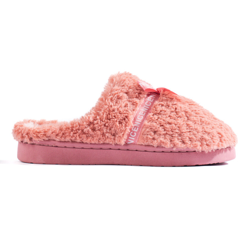 Shelvt warm pink women's slippers