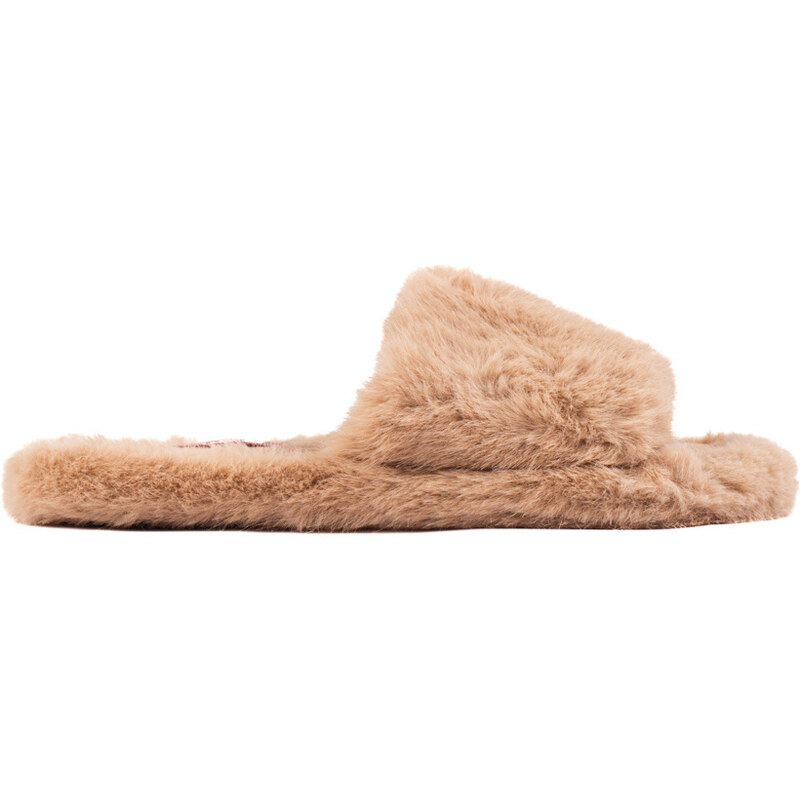 Shelvt women's fur camel slippers