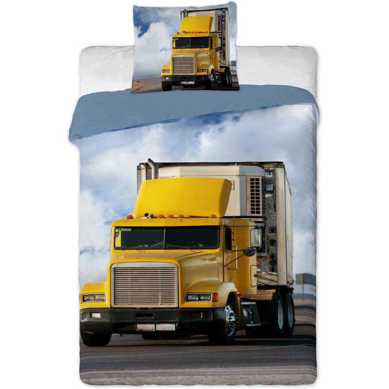 Jerry fabrics Povlečení Kamion 2015 žlutý bavlna 140/200, 70/90cm