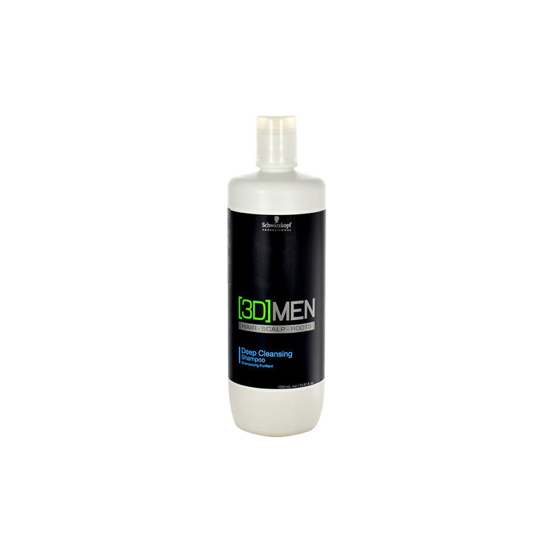 Schwarzkopf 3DMEN Deep Cleansing Shampoo 1000ml Šampon na normální vlasy M Hloubkově čisticí šampon