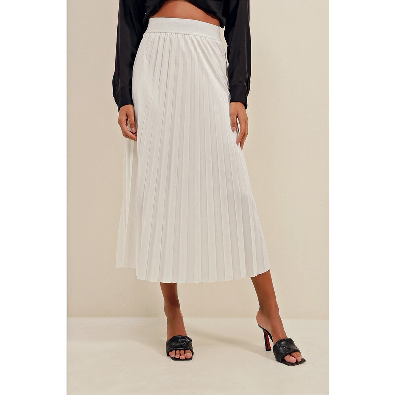 Bigdart 1894 Leather Look Pleated Skirt - White