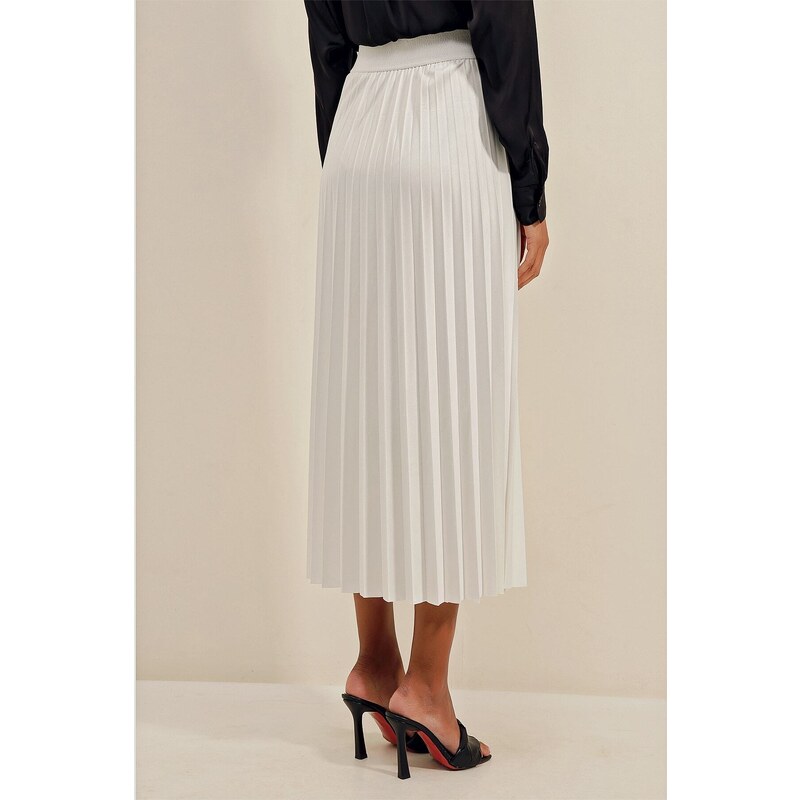 Bigdart 1894 Leather Look Pleated Skirt - White