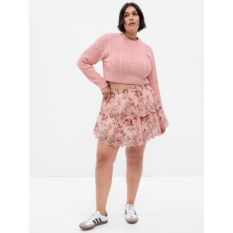 Mini sukně GAP × LoveShackFancy Růžová