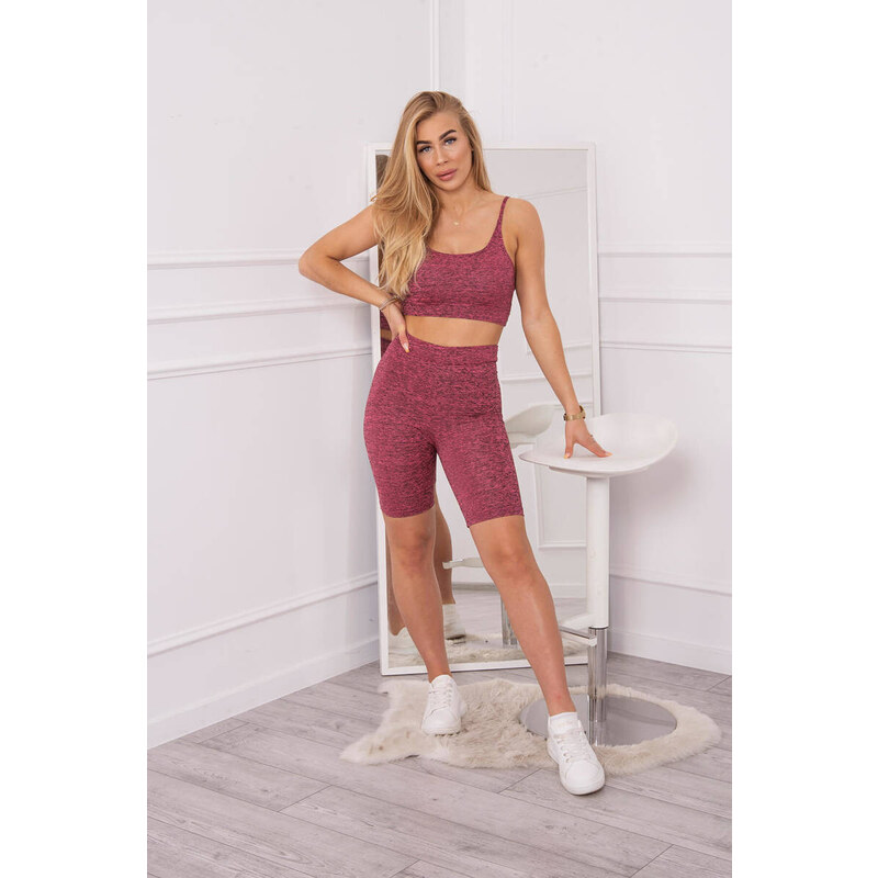 K-Fashion Sportovní set top + legíny růžová