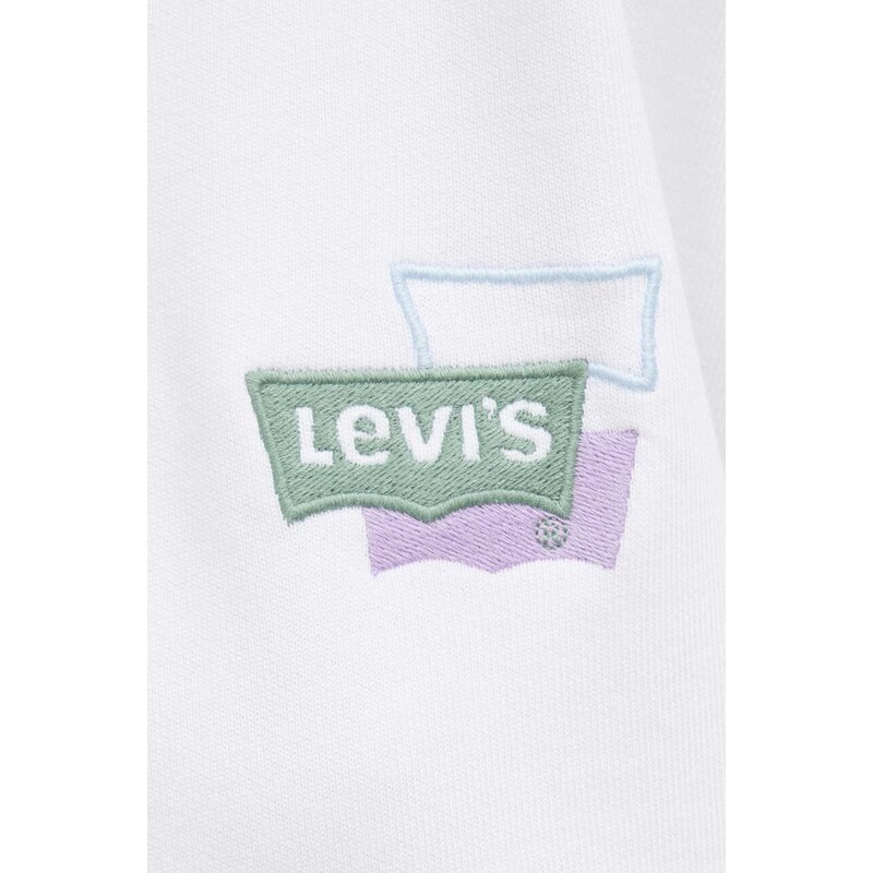 Bavlněná mikina Levi's dámská, bílá barva, s aplikací