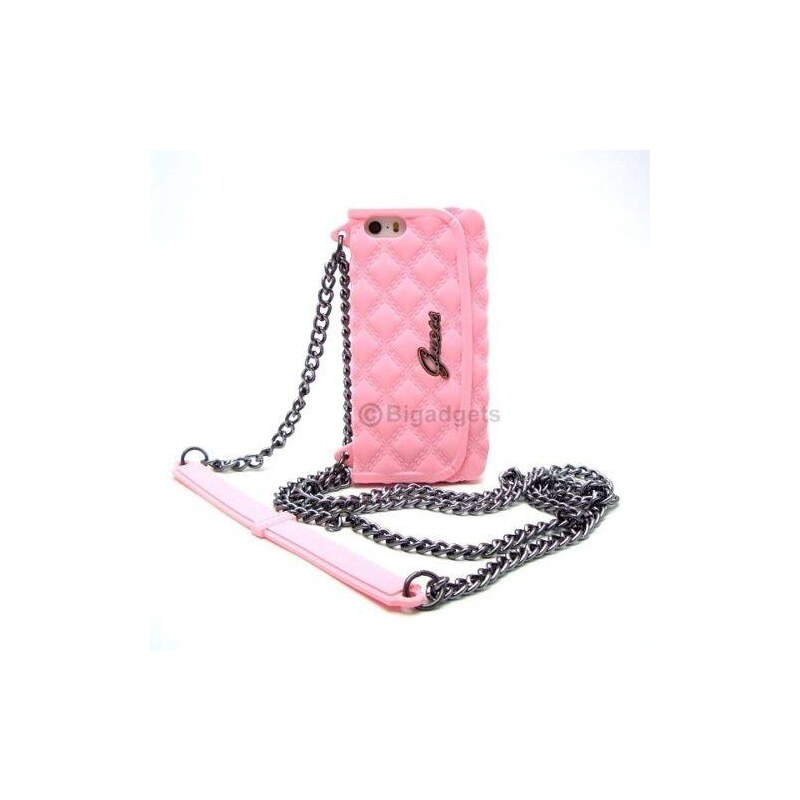 Pouzdro / kryt pro Apple iPhone 5 / 5S / SE - Guess, Quilted Clutch Pink - VÝPRODEJ