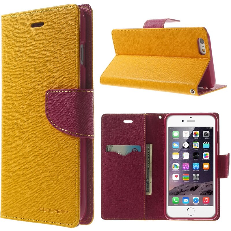 Pouzdro / kryt pro Apple iPhone 6 Plus / 6S Plus - Mercury Fancy Diary, žlutočervený - VÝPRODEJ