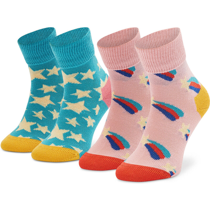 Sada 2 párů dětských vysokých ponožek Happy Socks