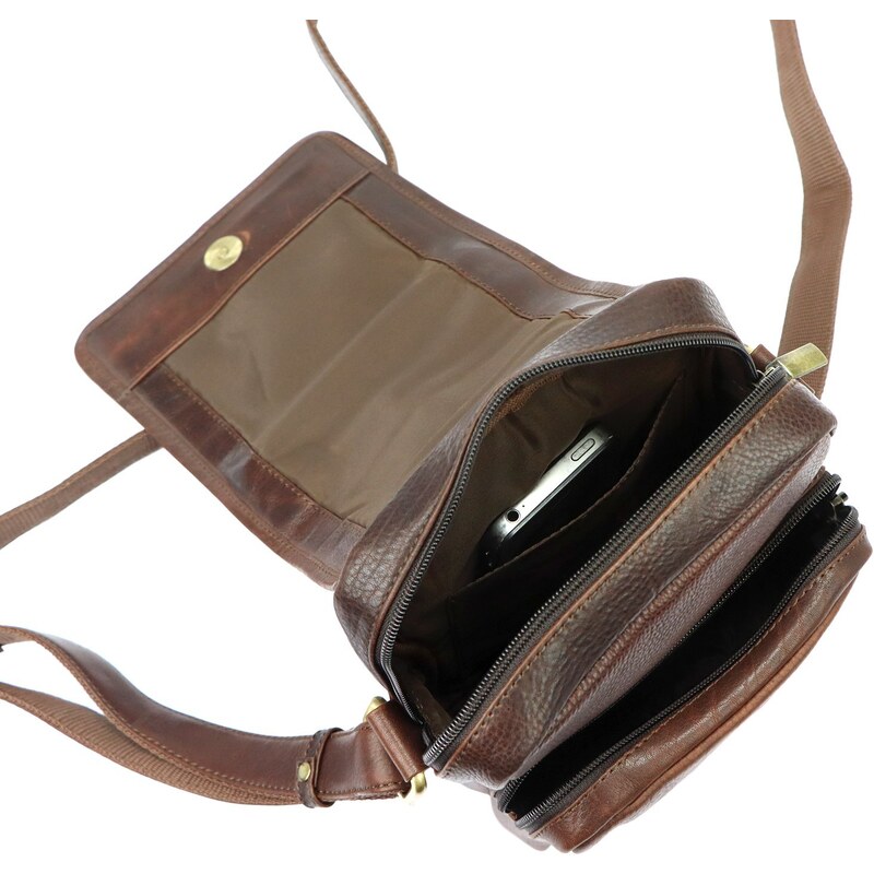 Pánská kožená taška Money Kepper HN2021 tmavě hnědá