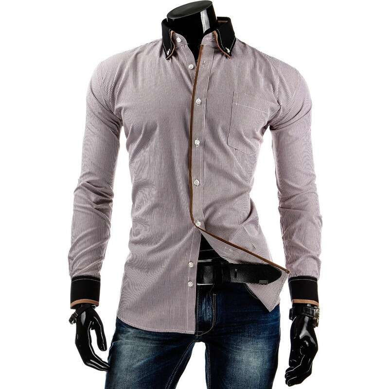 streetIN Hnědá pánská košile s kontrastními prvky Velikost: XL