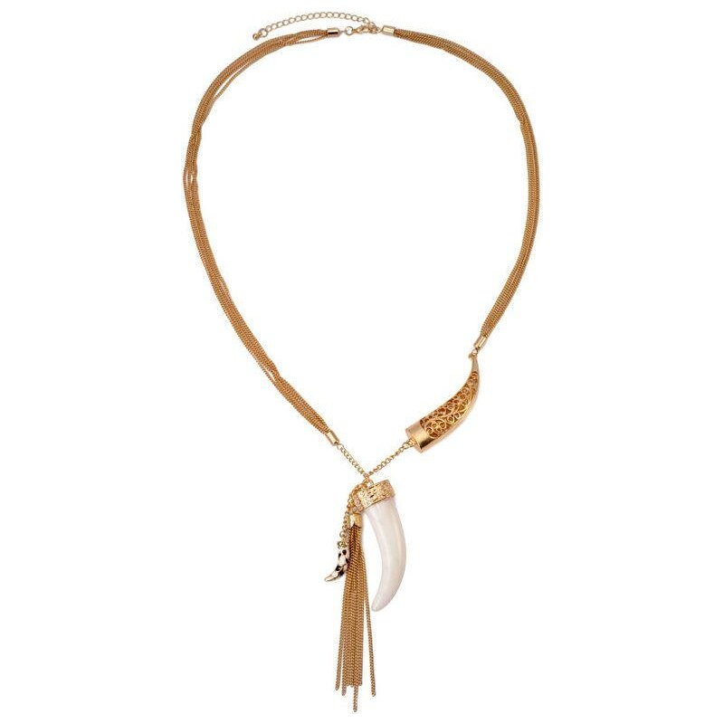 White Horn Tassel Necklace