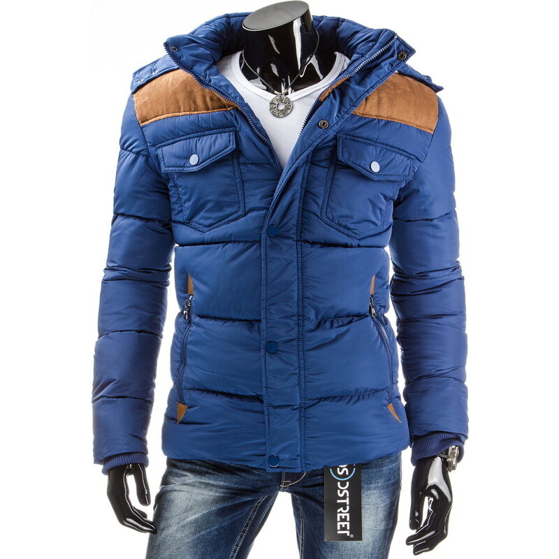 streetIN Zimní bunda s hnědými detaily - modrá Velikost: L