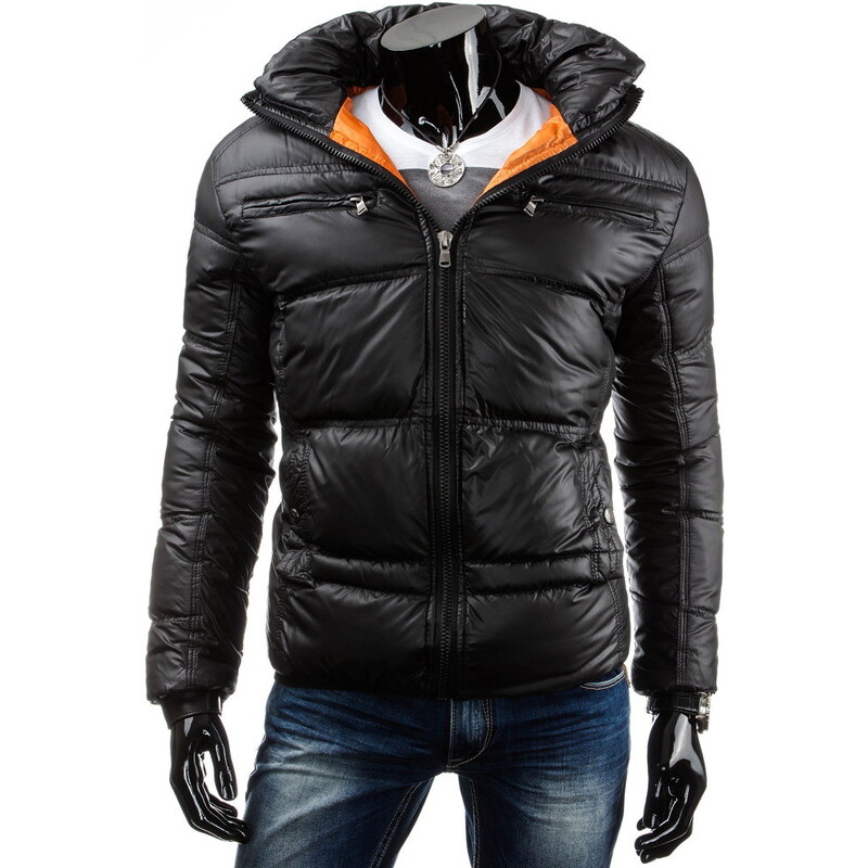 streetIN Zimní bunda z lesklého materiálu s kapucí - černá
