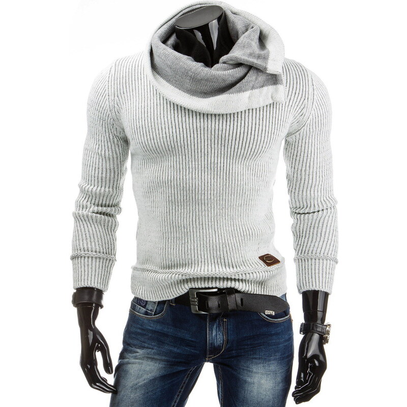 streetIN Bílý pánský svetr s širokým límcem