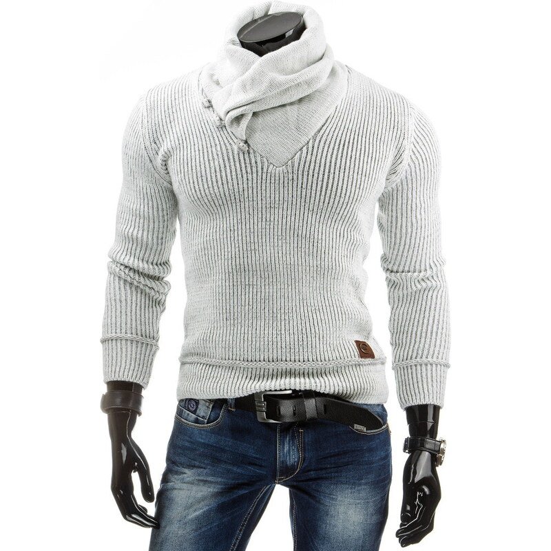 streetIN Bílý pánský svetr s vysokým límcem Velikost: 2XL