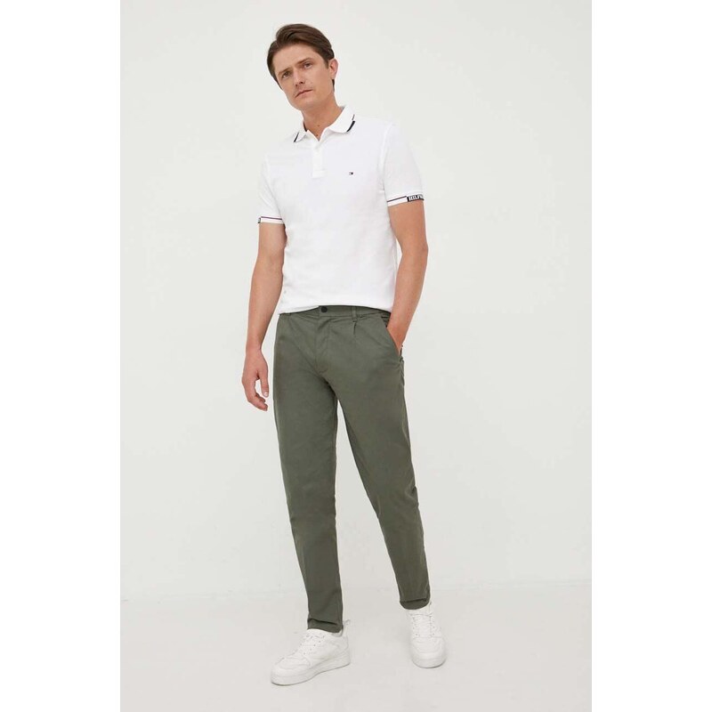 Kalhoty Calvin Klein pánské, zelená barva, jednoduché