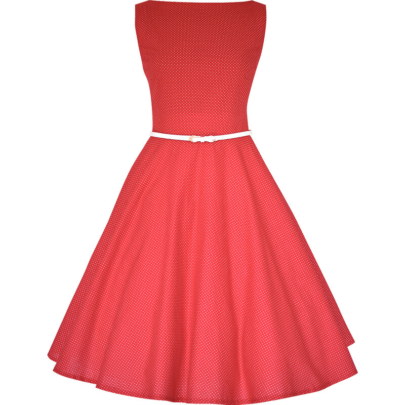 MiaBella SUSAN retro šaty červené s mini puntíkem Barva jako na obrázku, 38