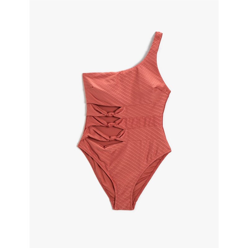 Koton One Shoulder Swimsuit with Window Detail